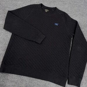 LL Bean Sweatshirt Men LT Tall Dark Charcoal Heather Quilted Crewneck *READ HOLE